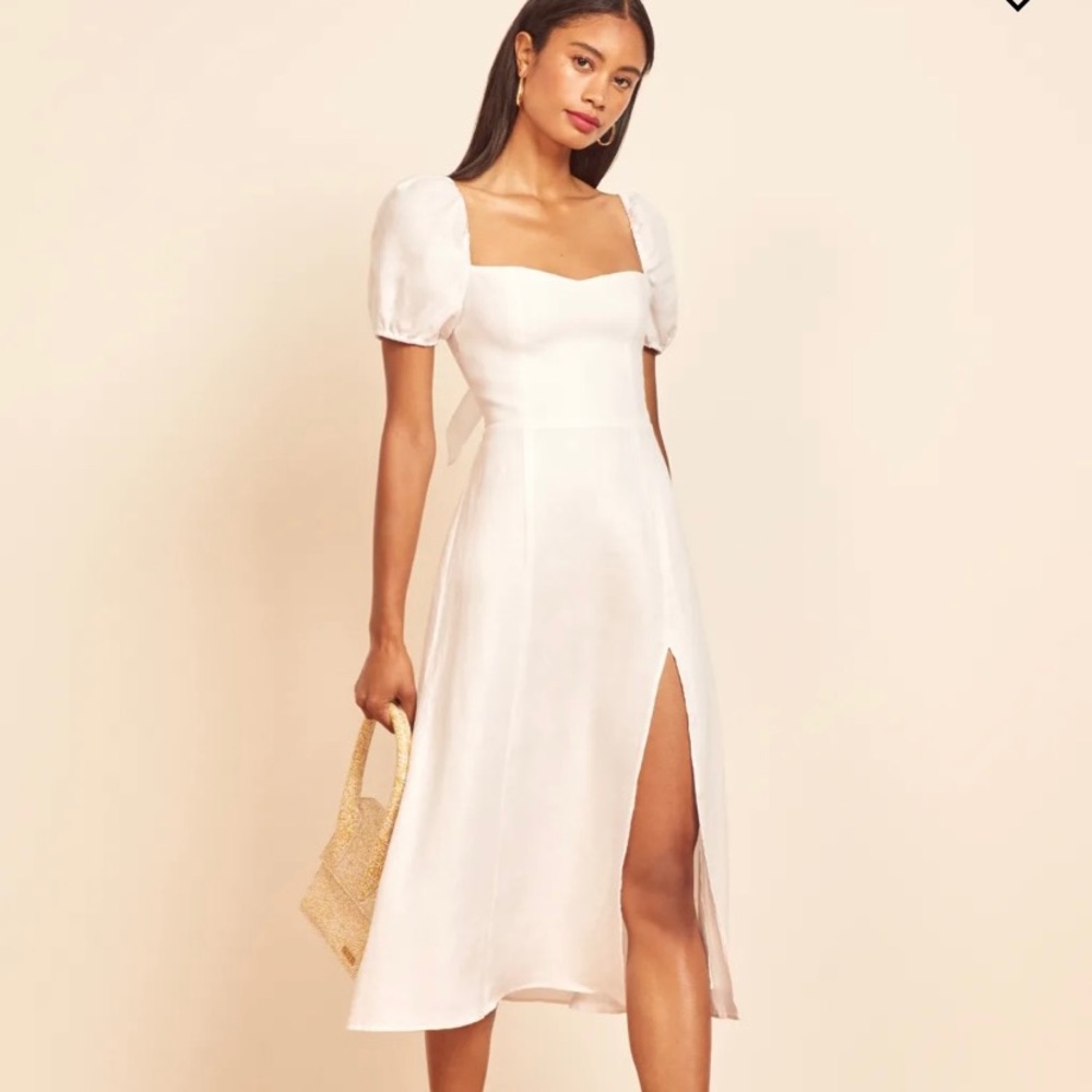 Reformation Denver Linen Dress - White